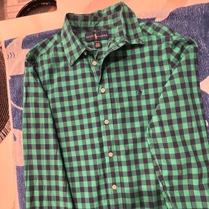 Boys Ralph Lauren Green and Navy Plaid Shirt